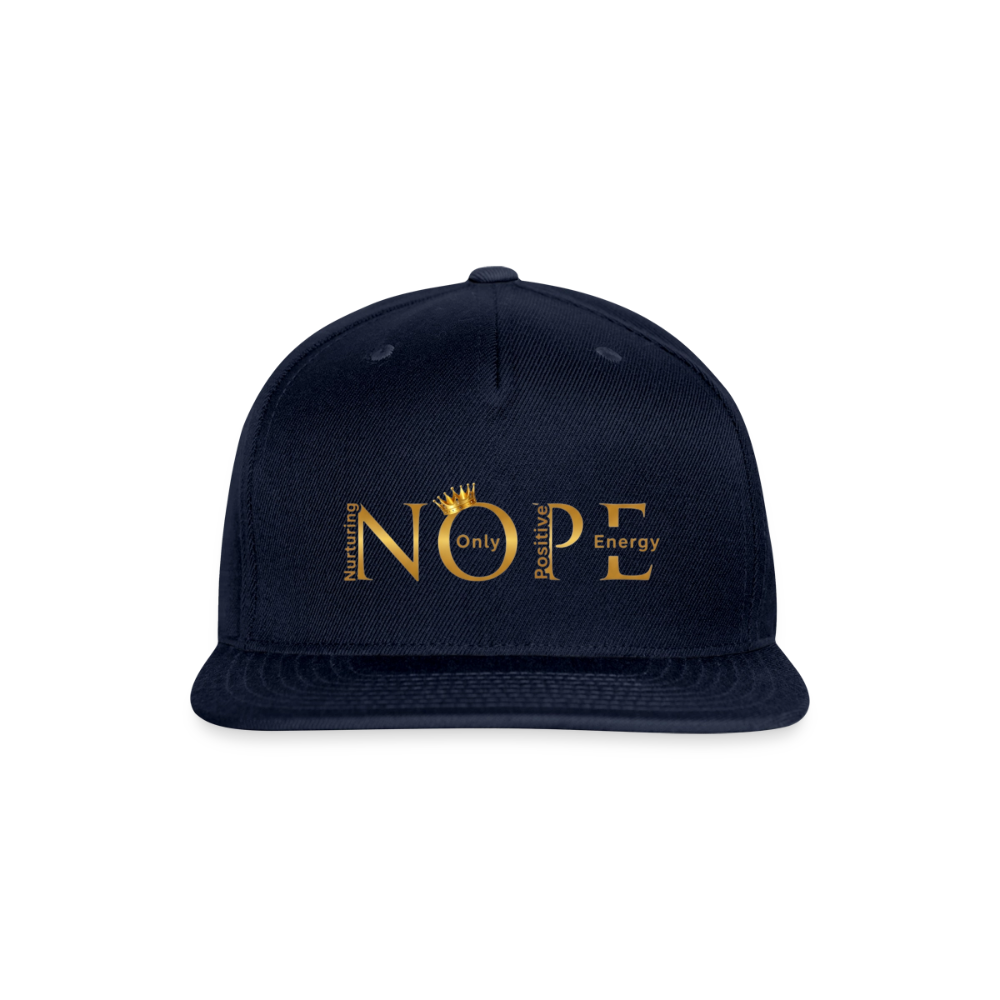 NOPE Snapback Baseball Cap - navy