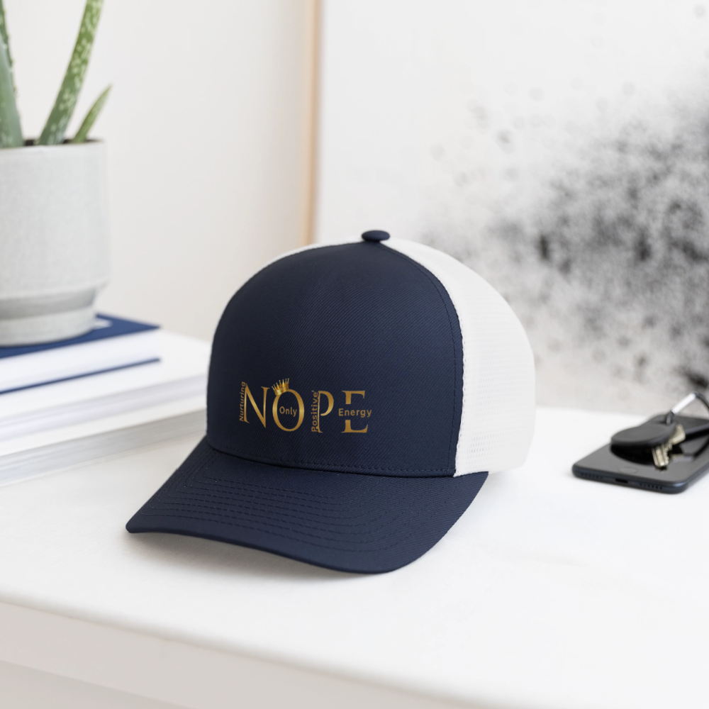 NOPE Flexfit Fitted Baseball Cap - navy/white