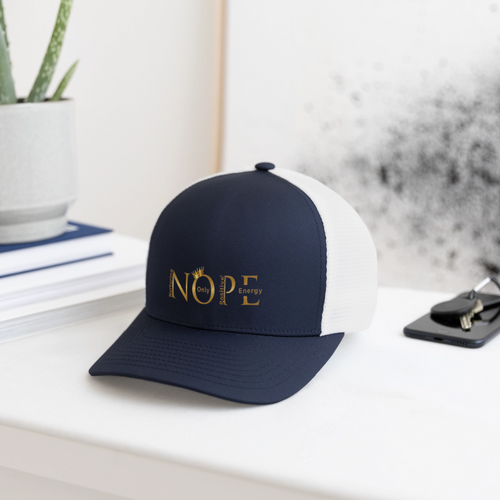 NOPE Flexfit Fitted Baseball Cap - navy/white