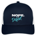 NOPE TO DEFEAT Flexfit Fitted Baseball Cap - navy/white