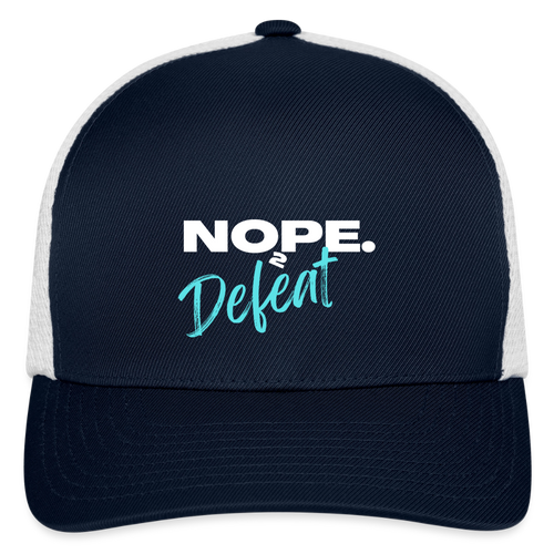 NOPE TO DEFEAT Flexfit Fitted Baseball Cap - navy/white