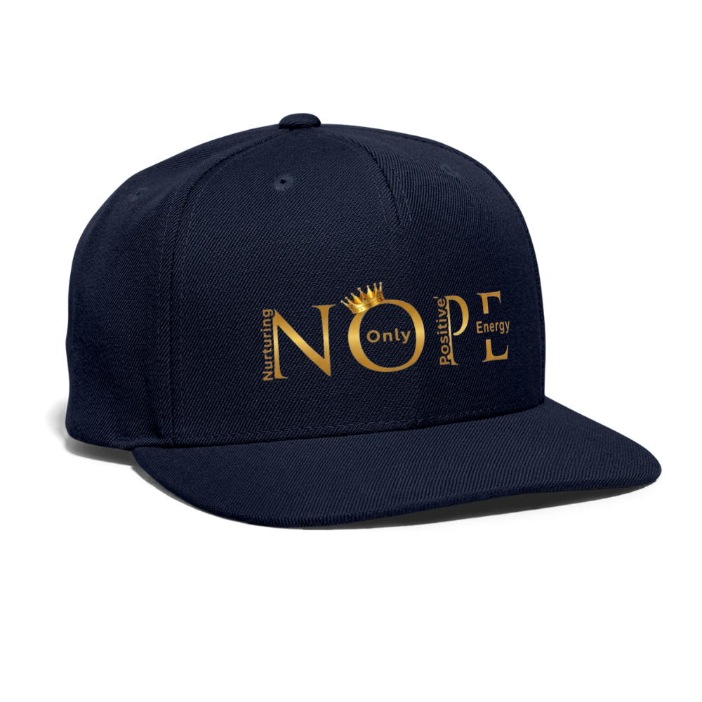 NOPE Snapback Baseball Cap - navy