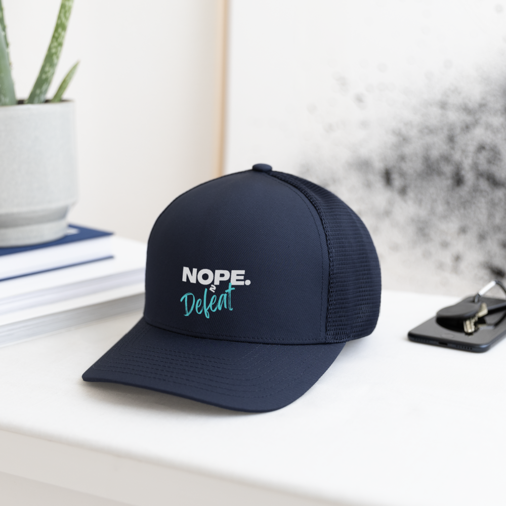 NOPE TO DEFEAT Flexfit Fitted Baseball Cap - navy