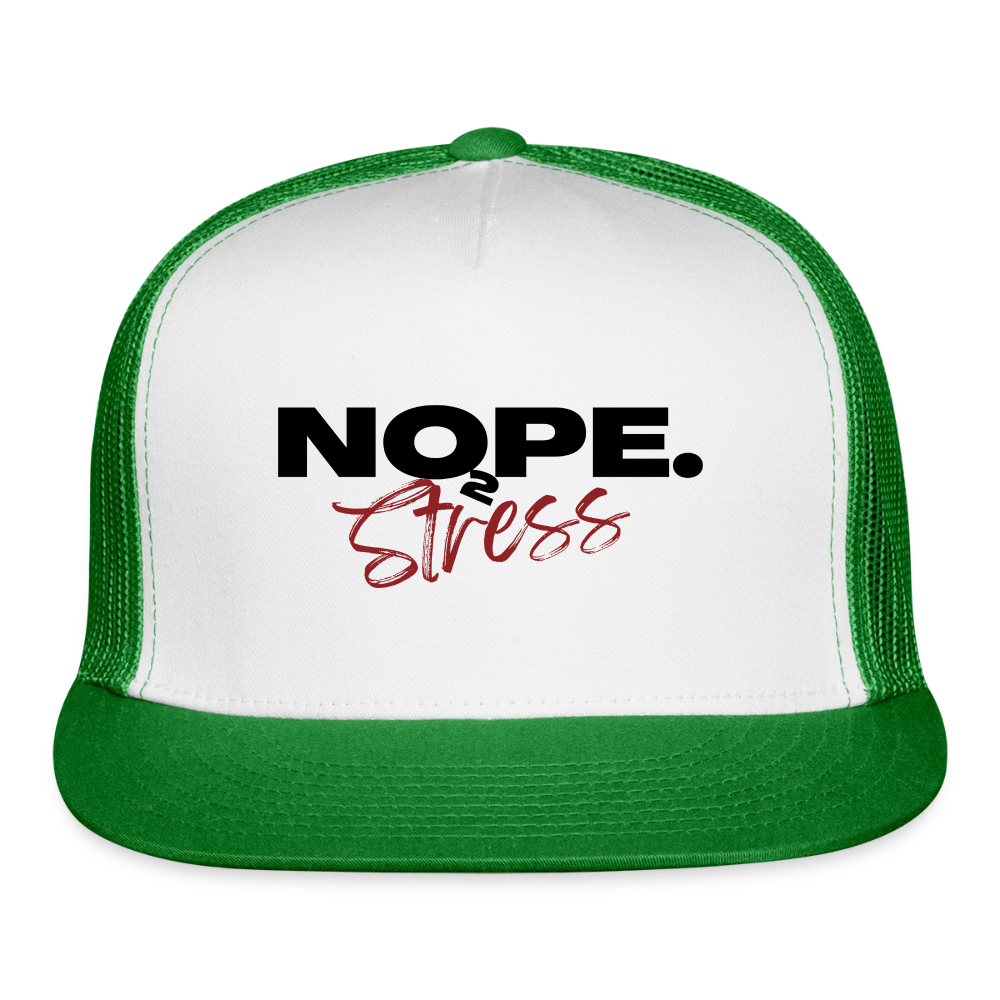 NOPE TO STRESS Trucker Hat - white/kelly green