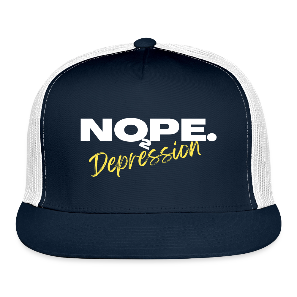 NOPE TO DEPRESSION Trucker Hat - navy/white