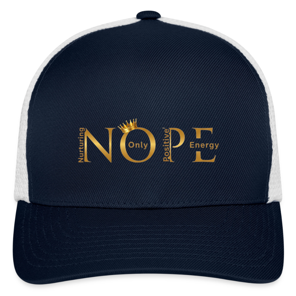 NOPE Flexfit Fitted Baseball Cap - navy/white