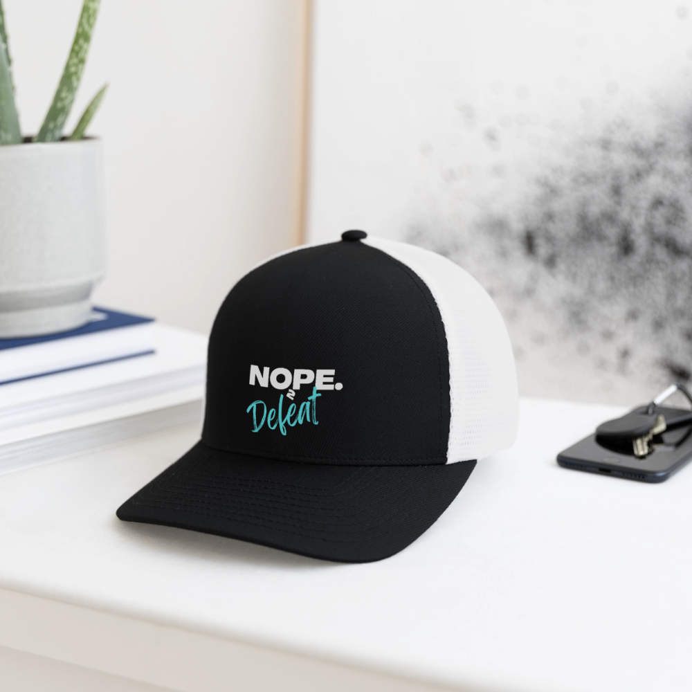 NOPE TO DEFEAT Flexfit Fitted Baseball Cap - black/white