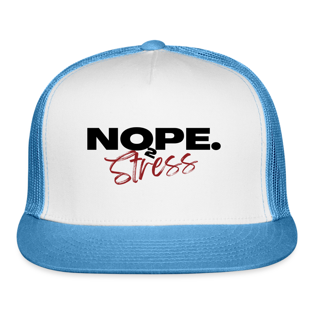 NOPE TO STRESS Trucker Hat - white/blue