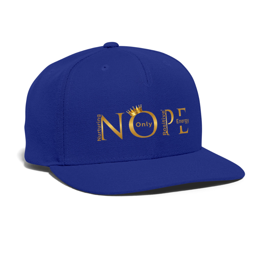 NOPE Snapback Baseball Cap - royal blue