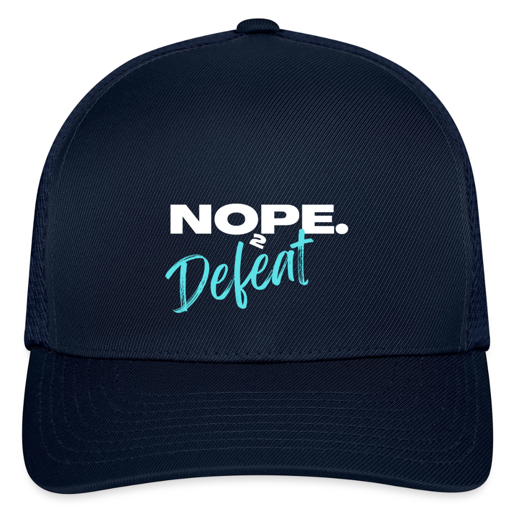 NOPE TO DEFEAT Flexfit Fitted Baseball Cap - navy