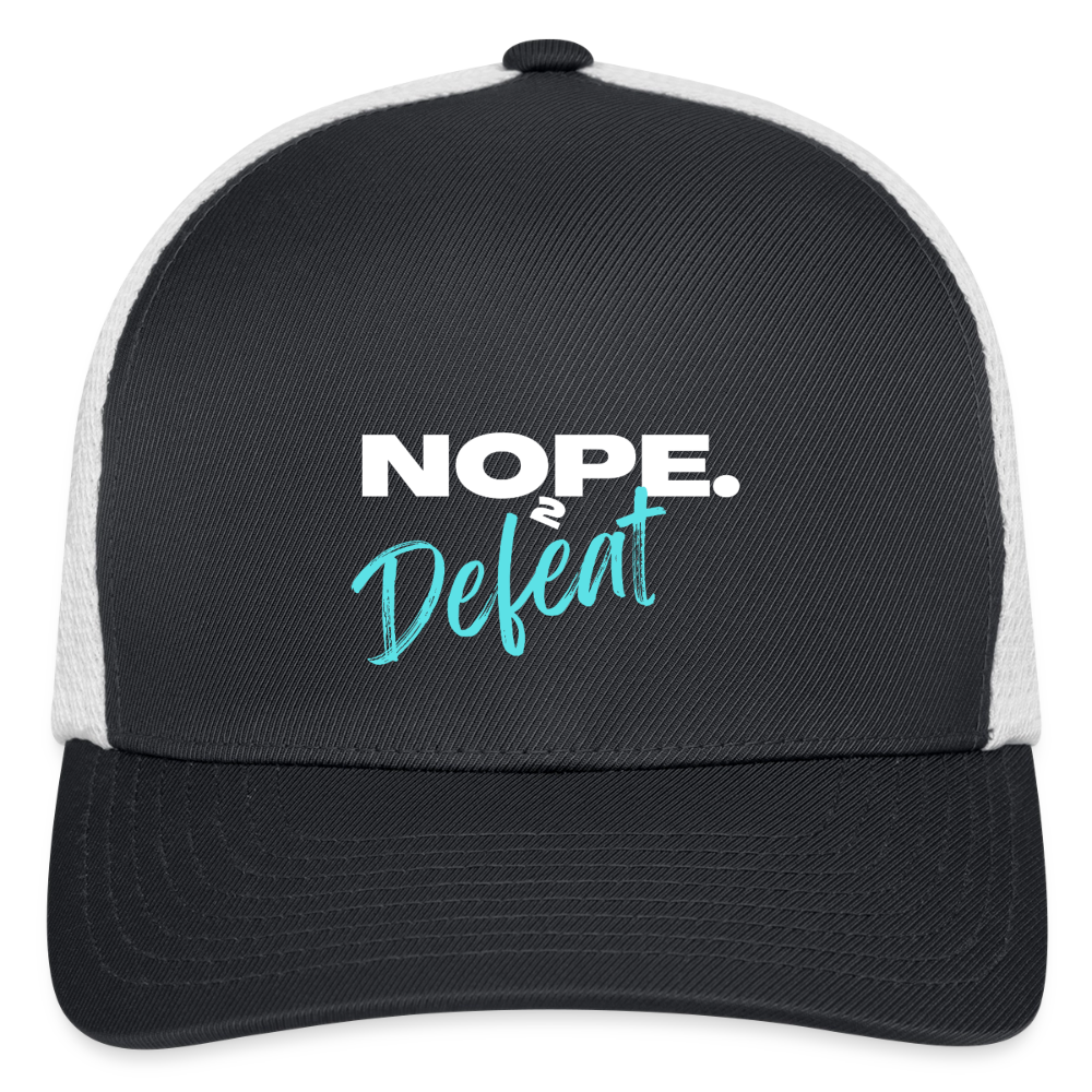 NOPE TO DEFEAT Flexfit Fitted Baseball Cap - dark gray/white