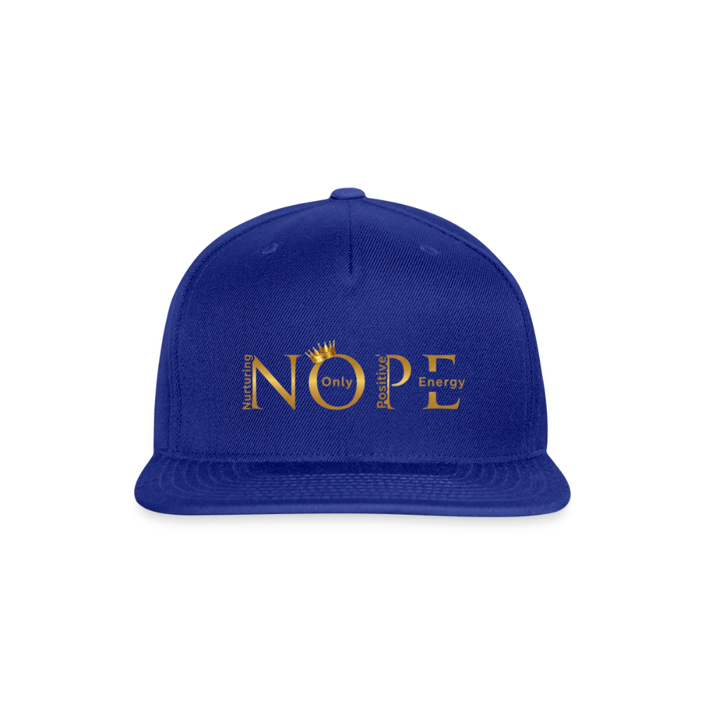 NOPE Snapback Baseball Cap - royal blue