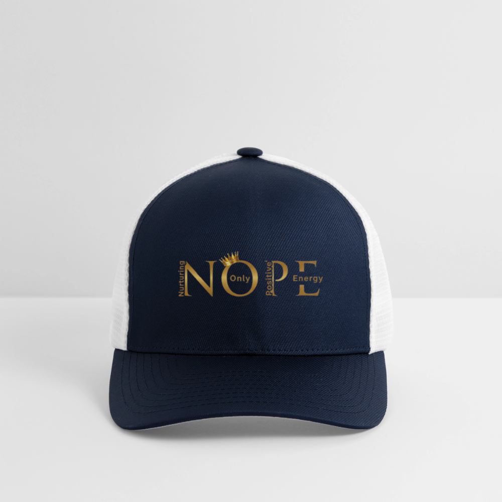 NOPE Flexfit Fitted Baseball Cap - navy/white